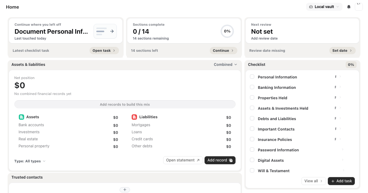 Legacy Toolkit dashboard
